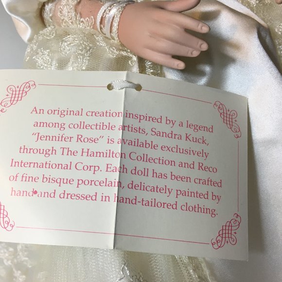 Jennifer Rose Bride Wedding Doll Sandra Kuck Hamilton Collection 18" Porcelain - Picture 11 of 12